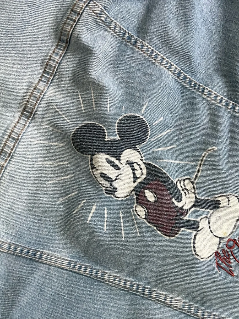 Disney Light Blue Denim Jacket with Embroidered Mickey